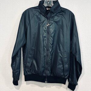 Vintage Duckster Windbreaker Rain Jacket Blue Hidden Hood Lightweight Women Sz S